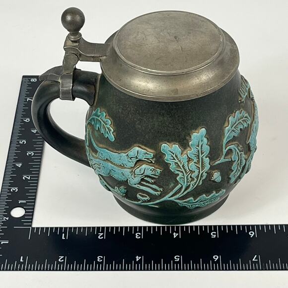 1973 Beer Stein Hunting Scene Hounds Damaged Mug Vtg 100 Year Gift Fathers Day - Picture 13 of 15